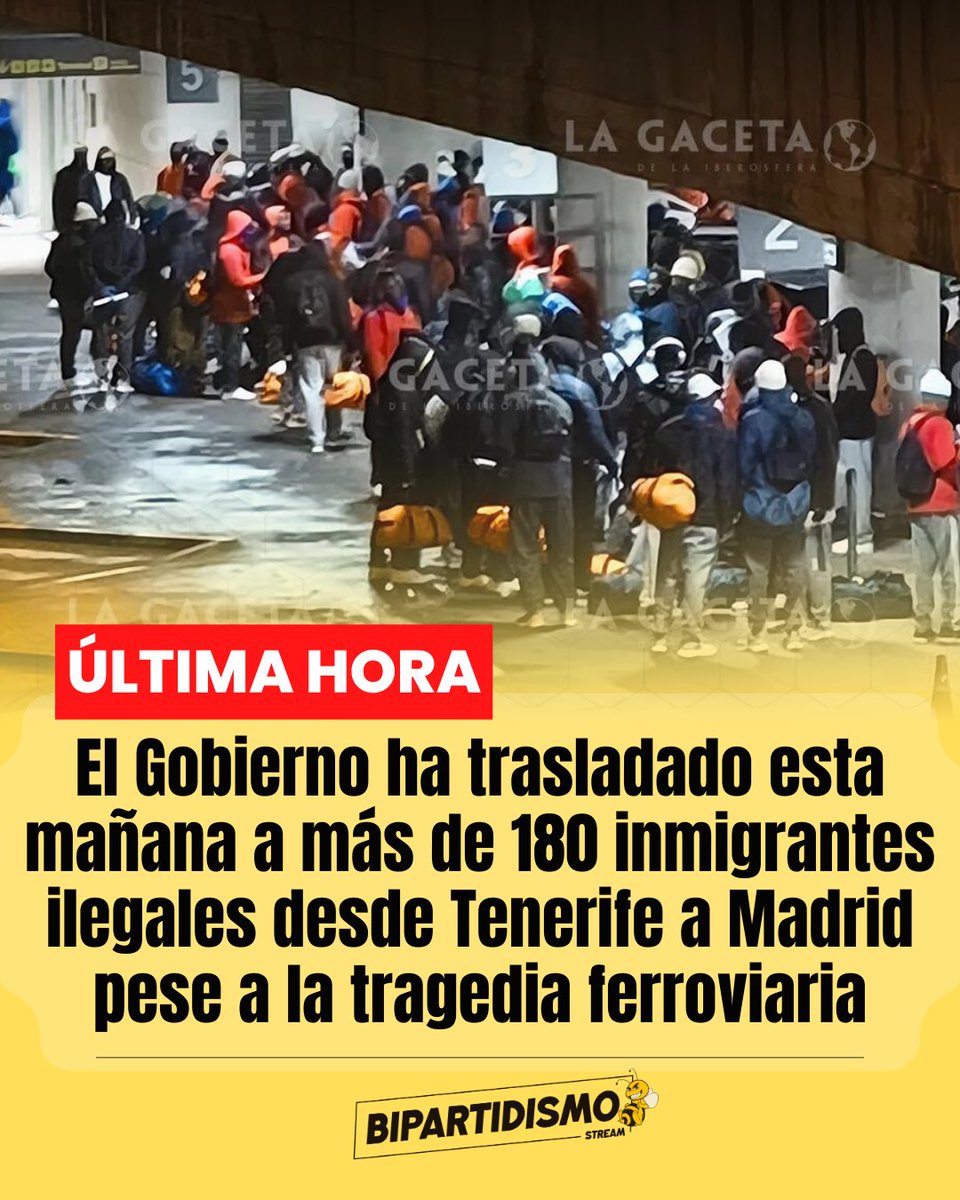 Bipartidismo_'s tweet image. 🔴 ÚLTIMA HORA | El Gobierno ha trasladado esta mañana a más de 180 inmigrantes ilegales desde Tenerife a Madrid pese a la tragedia ferroviaria.

gaceta.es/espana/el-gobi…