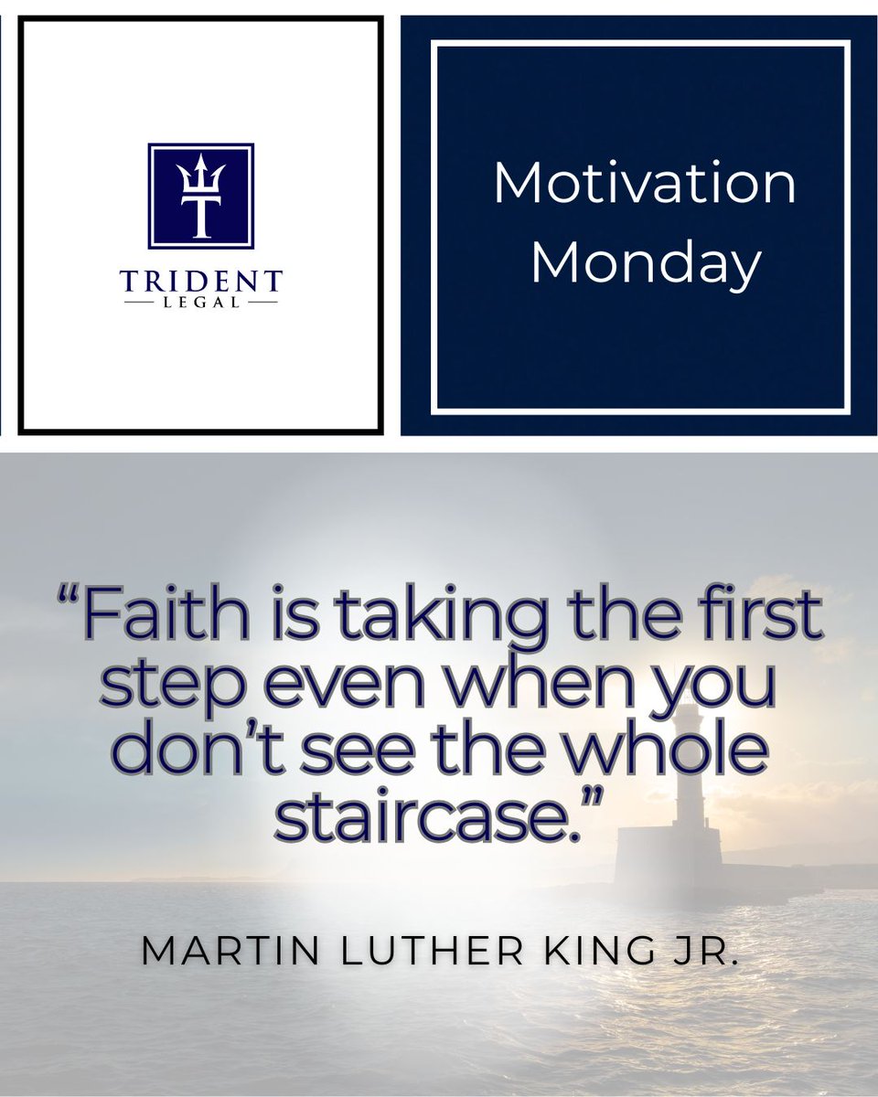TridentLegalLLC's tweet photo. “Faith is taking the first step even when you don’t see the whole staircase.”
– Martin Luther King Jr.

Honoring Dr. King’s legacy of courage, leadership, and service.

#MLKDay #Leadership #PurposeDriven https://t.co/AIRzx7GXsn