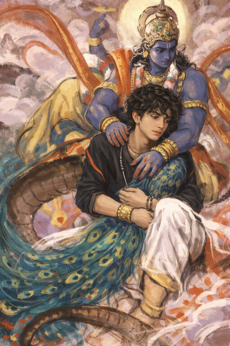 techbro786's tweet photo. Save The image below and type this prompt in chat gpt⬇️

put me into second pic instead of person krishna is holding but keep my looks like facial features health height take reference from first image. even keep my hairs same and i am slim not muscular it must look like me. https://t.co/VO79Pg1Z9d