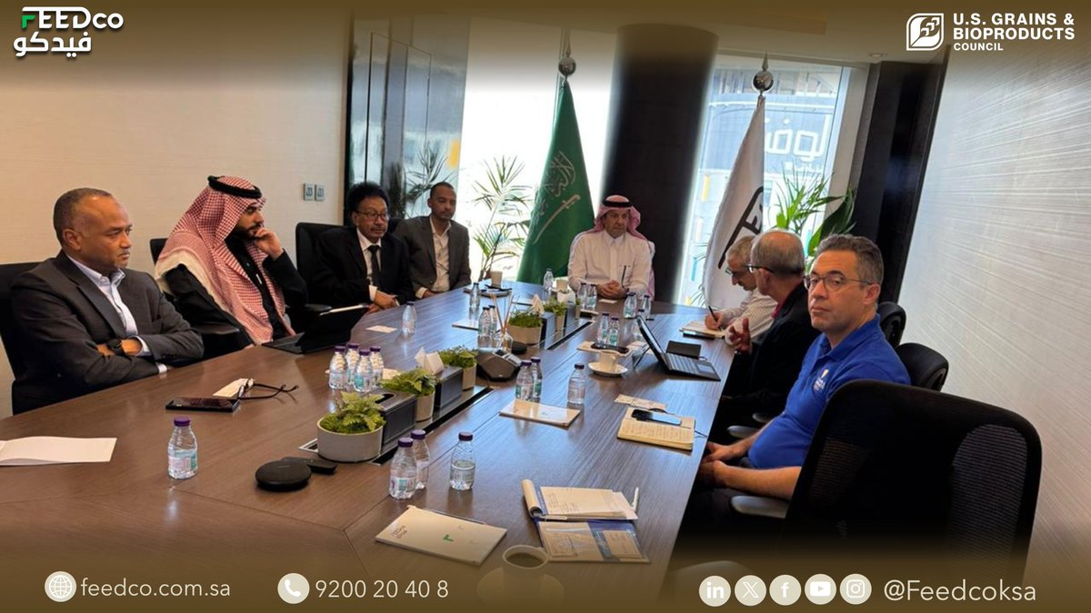 feedcoksa's tweet photo. تشرفنا اليوم في المقر الرئيسي لشركة #فيدكو بالرياض باستقبال وفد جمعية الحبوب الأمريكية (USGBC).

لقاءٌ مثمر استعرضنا فيه آفاق التعاون لتطوير تقنيات التخزين والحلول التقنية، مؤكدين اعتزازنا بهذه الشراكة التي نسعى من خلالها إلى تعزيز منظومة الأمن الغذائي ورفع كفاءة قطاع الأعلاف في السعودية. ونتطلع لمزيد من النجاحات المشتركة.

We were honored to host the U.S. Grains Council (@usgrainscouncil) delegation at #FEEDCO Head office in Riyadh today.

A productive meeting where we explored strategic collaboration in developing storage technologies and technical solutions. Through this partnership, we reinforce our commitment to strengthening food security and enhancing the efficiency of the feed sector in Saudi Arabia. We look forward to more shared successes ahead.