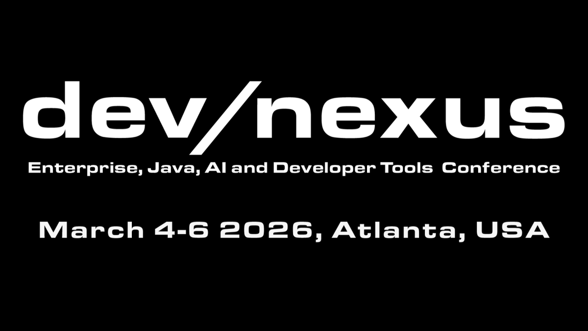 I am looking forward to attending the Devnexus 2026 conference and the Building Agents with Spring AI, MCP, Java, and Amazon Bedrock workshop in March hosted by the <a href="/atlantajug/">Atlanta Java Users Group</a> 

devnexus.com

reg.connectevents.io/ConnectEvents/… - 30% off code