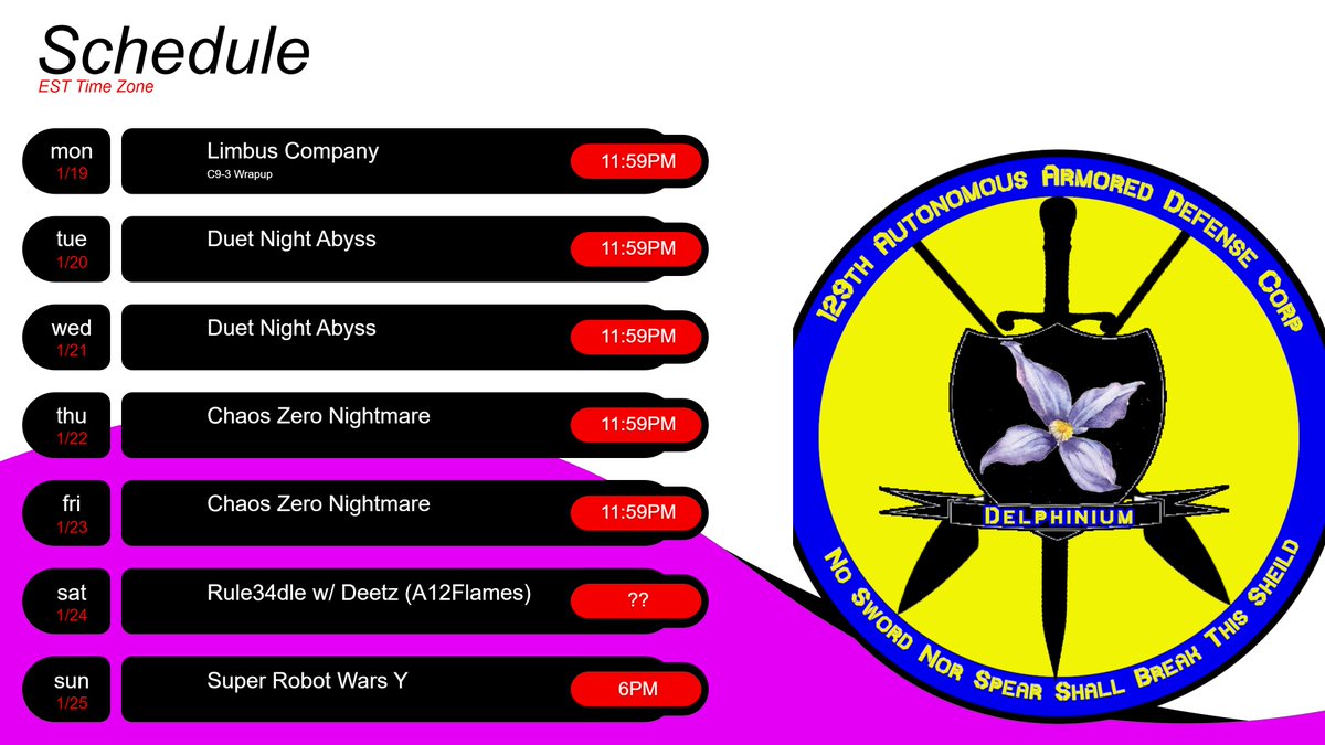 OtsdarvaInteger's tweet image. Schedule for the week!
L4T: Limbus Company Canto 9 Wrap-Up
Rule34dle w/ @A12FLAMES