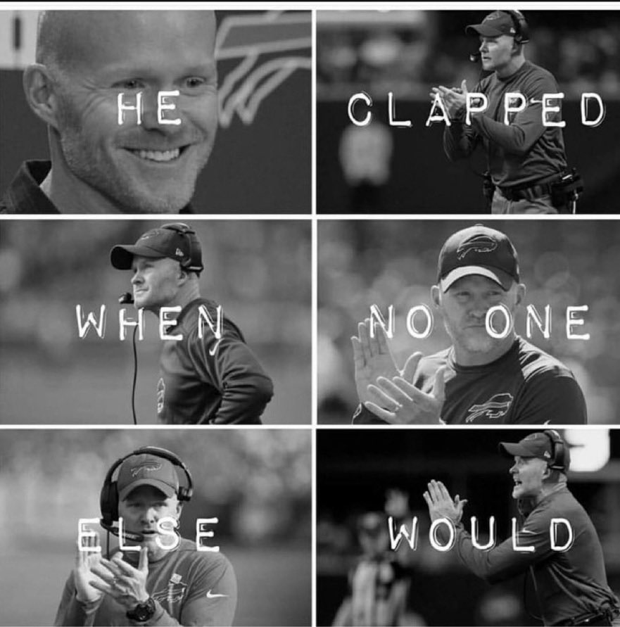 mafiababexoox's tweet photo. He clapped for everyone.
He clapped when nobody else would.  
He believed in everyone.
He loved the team; gave his heart and soul. 

This one stings and it’s gonna for a while.

I understand that it’s business.
But… I think he was deserving of another season with a different GM.
He literally was working with what he had.

I’m soo sorry, Coach. 😭💔

#FireaBeane #BillsMafia