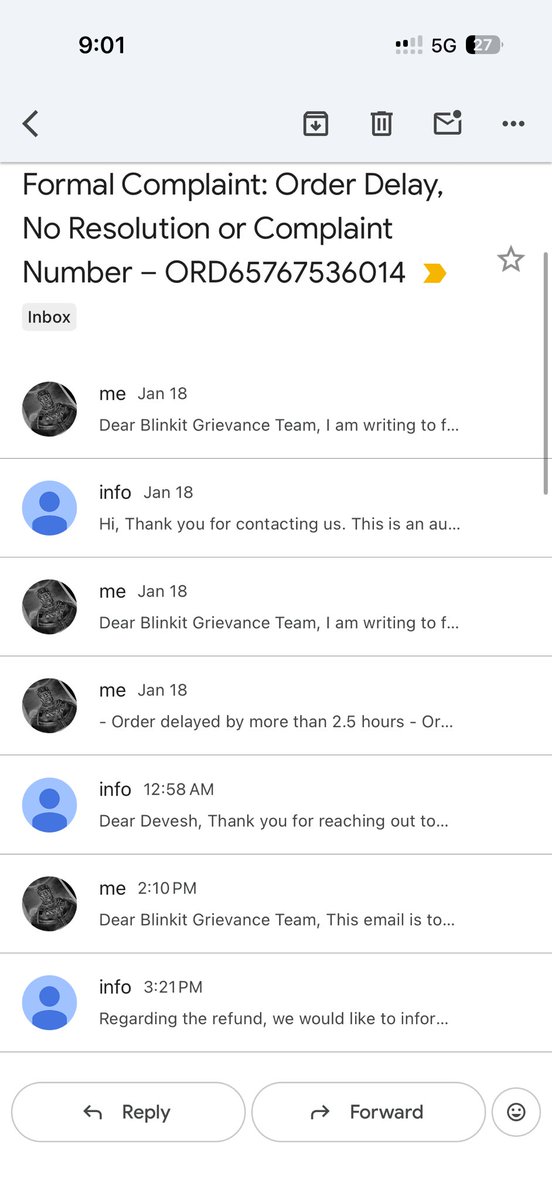 deveshdaksh's tweet photo. @blinkitcares @letsblinkit @BlinkitCares @albinder 
Despite repeated requests, Blinkit is refusing to register a formal consumer grievance for my order.
Issue involved a 3+ hour delay, cancellation due to operational issues, yet only apologies were offered,no grievance number, no resolution. https://t.co/DgsDjSrolX