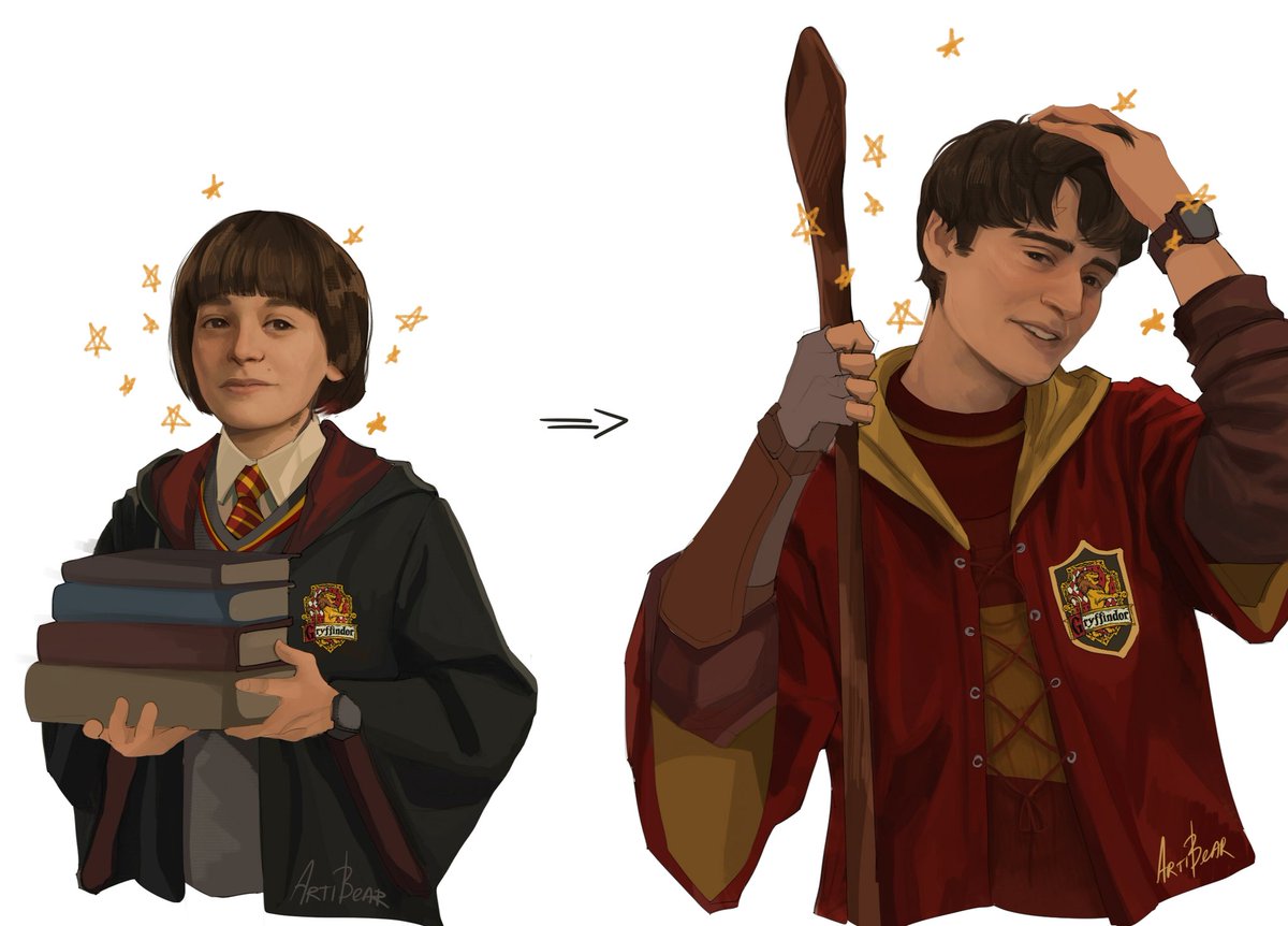 Artist_artibear's tweet image. I usually always come up with Hogwarts AU sooner or later. BUT IT WAS SO OBVIOUS HERE. 

You are a Wizard, Will x2

#StrangersThings5 #WILLBYERS