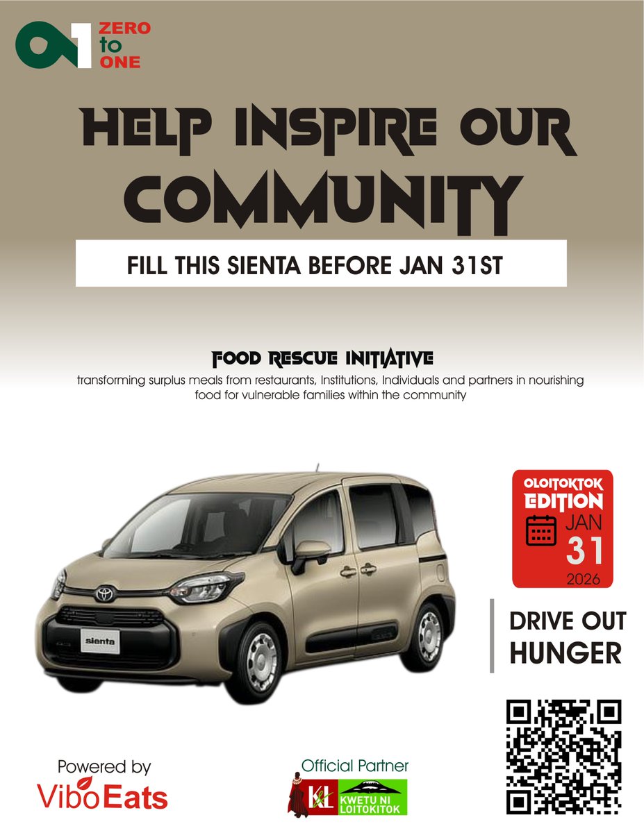 Fuel up, show up, and roll out with purpose.
Bring your car, help us transport rescued food, and take the road to Oloitoktok together. Not just a road trip — a journey that matters.
#ViboEats #ViboZerotoOne #Voluntourism