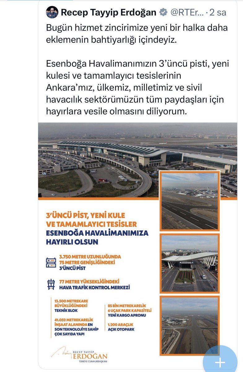 YEAyozen's tweet photo. Akıl ve doğru planlamayla büyüyen yatırımın adı: Kamu-Özel İş Birliği.

Esenboğa Havalimanı 3. Pisti ve Yeni Kulesi hayırlı olsun. ✈️🇹🇷 https://t.co/MPtquibhhK