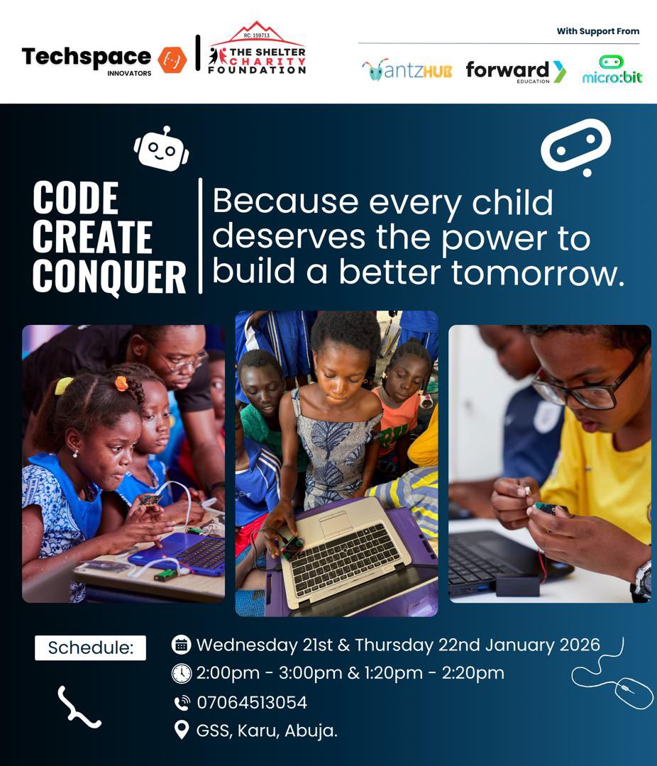 TechSpaceIn's tweet photo. Computer education should be accessible to all. This week, we’re hosting a two-day coding workshop with students from GSS Karu, Abuja—using Micro:bit and Forward Climate Action to inspire kids to create solutions for their communities. 🚀💻 #3Cs #STEMEducation  #ClimateAction https://t.co/1zUYdvFfeL