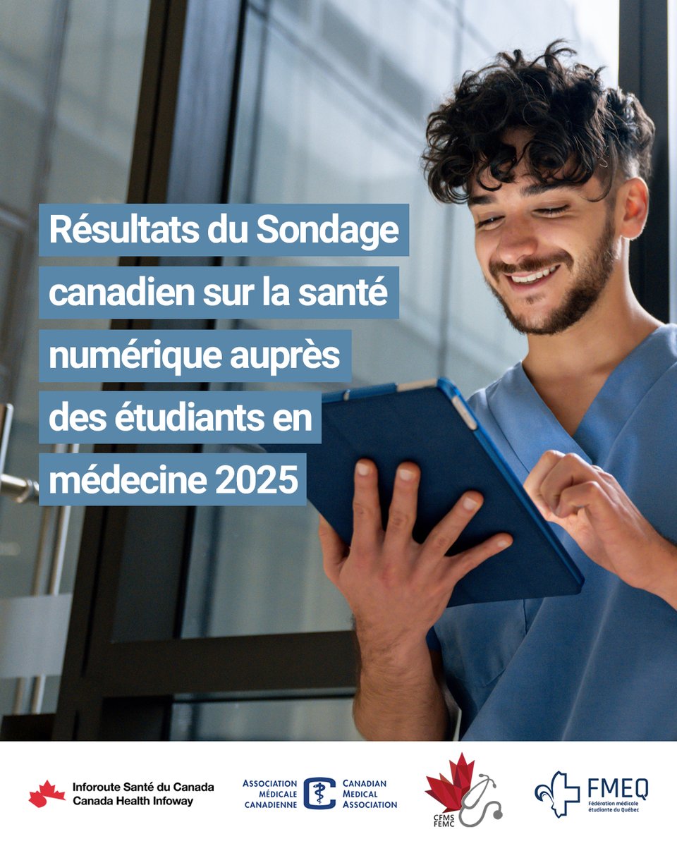 Les résultats du Sondage canadien sur la santé numérique auprès des étudiants en médecine 2025 montrent que ces derniers s'attendent de plus en plus à ce que les technologies occupent une place centrale dans la prestation des soins de santé modernes. bit.ly/3LgbH6v