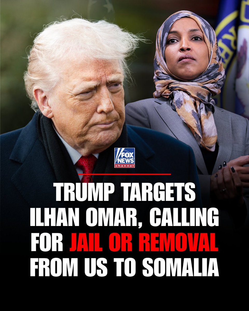 'CONSTANT COMPLAINER': President Trump turns up the heat against Rep. Ilhan Omar, claiming the Minnesota lawmaker "hates the USA" and should be either locked up or deported.

"She should be in jail, or even a worse punishment, sent back to Somalia, considered one of the