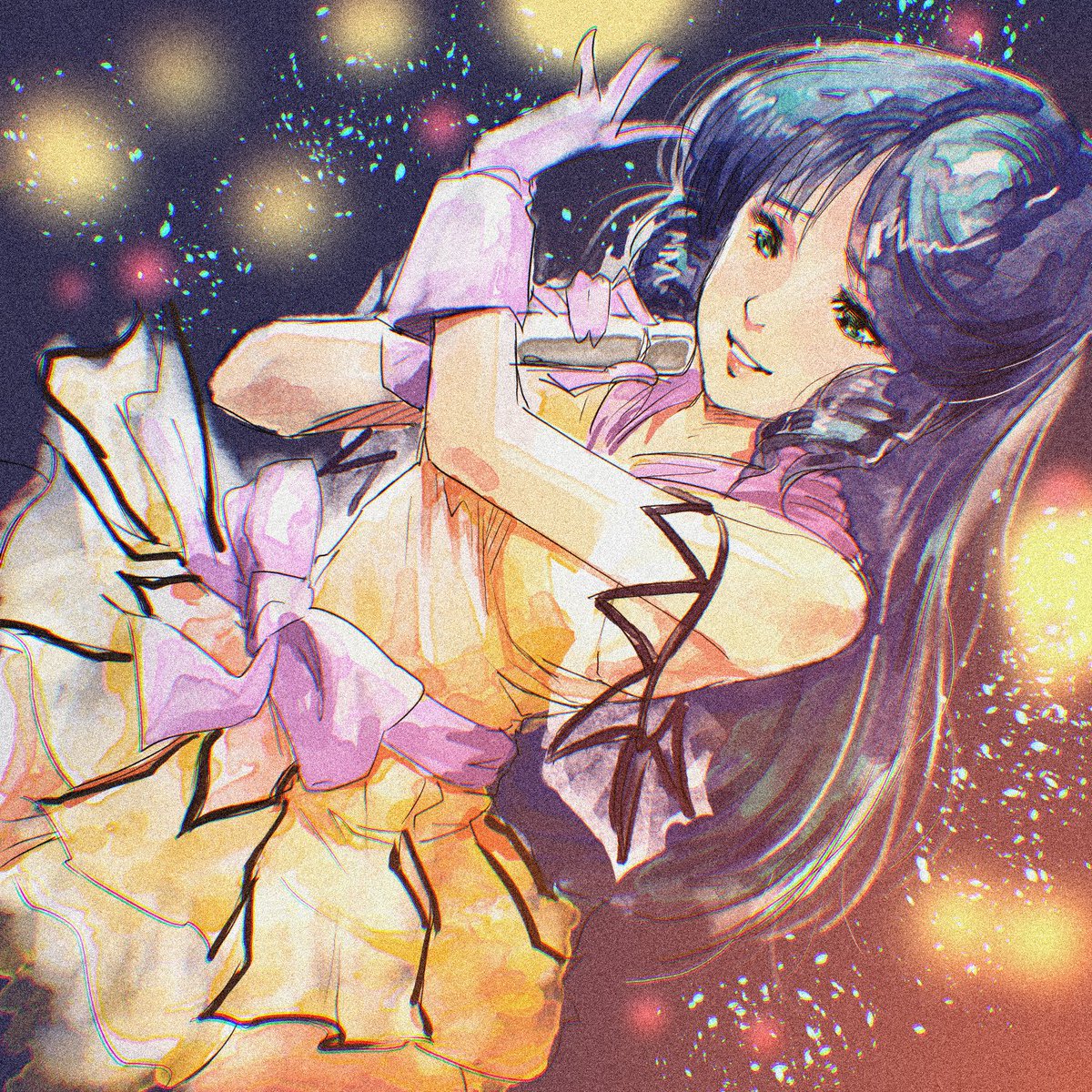 #懐かしアニメ 
#マクロス 
リンミンメイさんです。映画のクライマックスで歌ってるさいちゅうにフッとさっきのこと思い出しちゃって暗くなっちゃうミンメイさんです。 