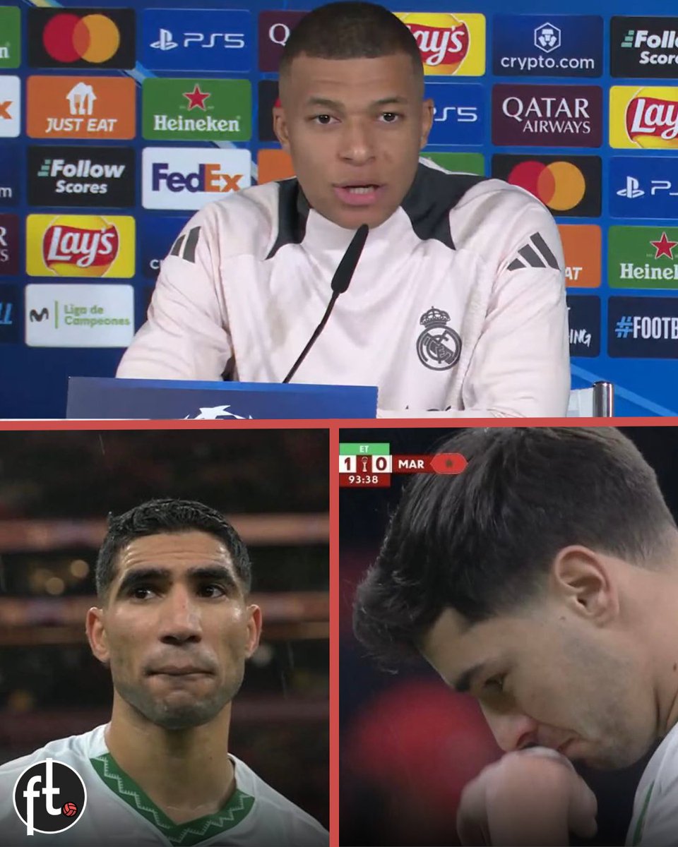 Footballtweet's tweet image. 🇫🇷🗣️ Kylian Mbappé:

“I spent half the night on the phone with Achraf Hakimi. 🇲🇦😢

I know what happened. I understand how he must be feeling — I’ve been through it myself. There must be disappointment and anger.

The Moroccan people had been waiting for this for years. That’s a…
