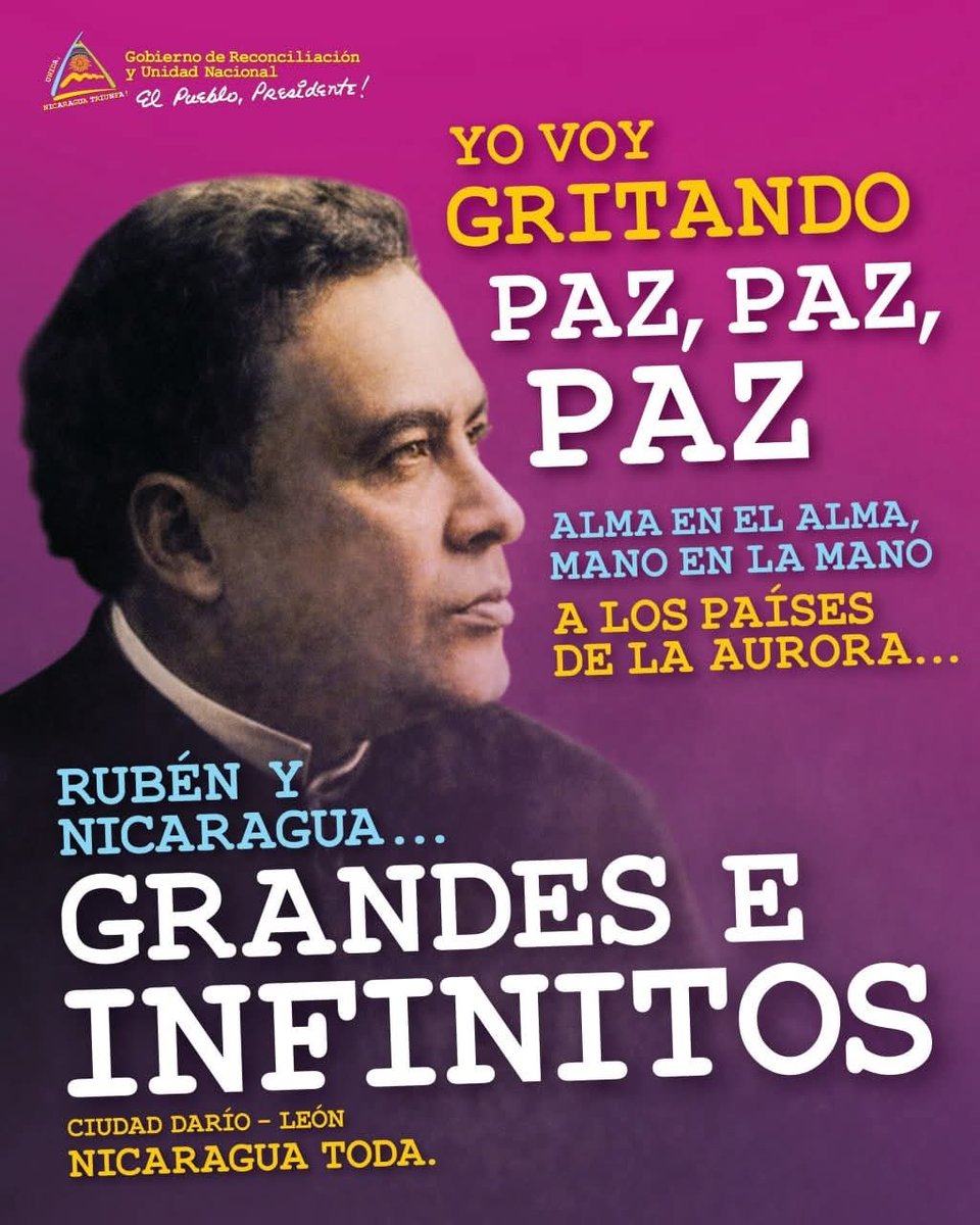 🖋❤️ Rubén Darío vive en el idioma de la paz y el  amor, en la poesía que sostiene la dignidad de un pueblo 🕊