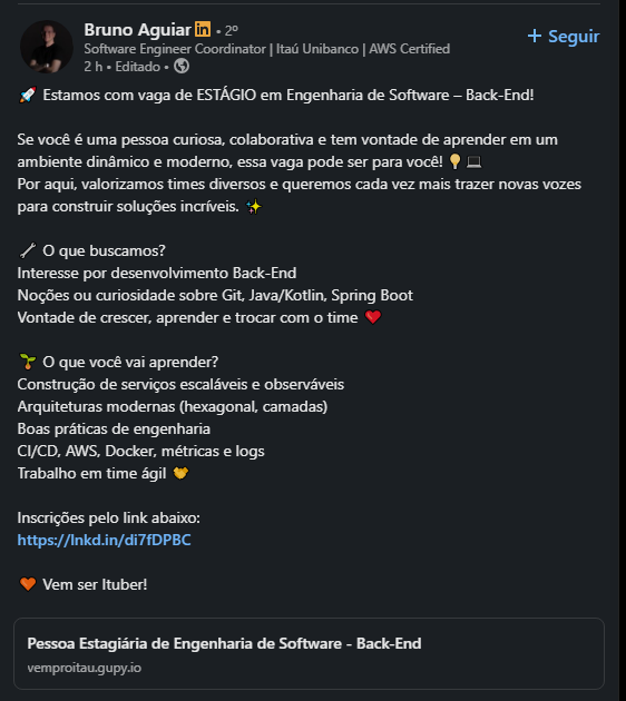 HamiltonSan's tweet image. ⚠️Estagiário Back-End Itaú - São Paulo