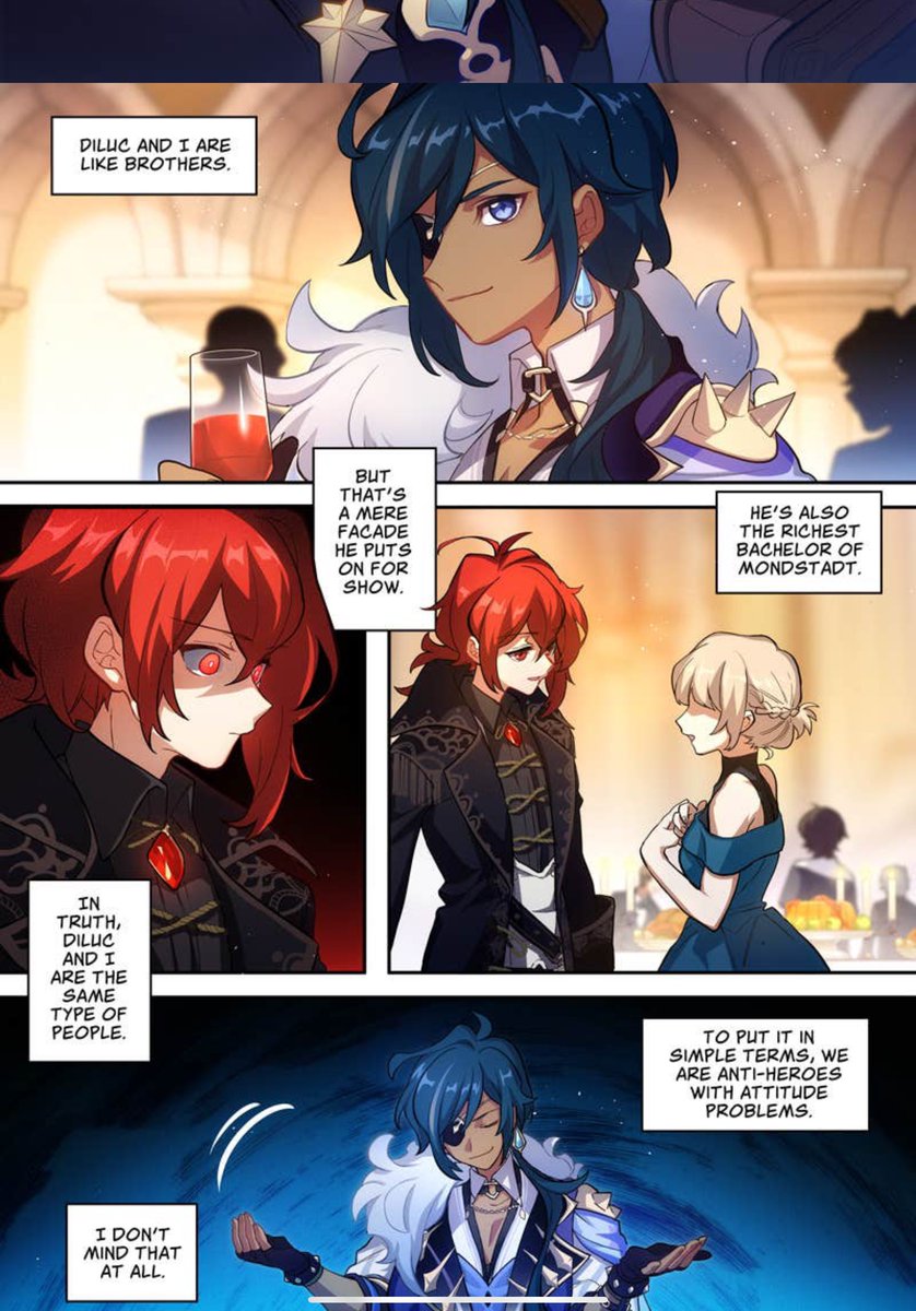 _KAEYAL0VER_'s tweet image. “diluc and I are like brothers” “a mere facade….we  are  both  anti-heros  with  attitude  problems…”  oh  ragbros  they  can  never  do  it  like  you  THE LOOK  KAEYA  GIVES  HIM OF  PURE  ADMIRATION  IN  CONTRAST  WITH  DILUCS  LOOK  OH  MY  GODDDD