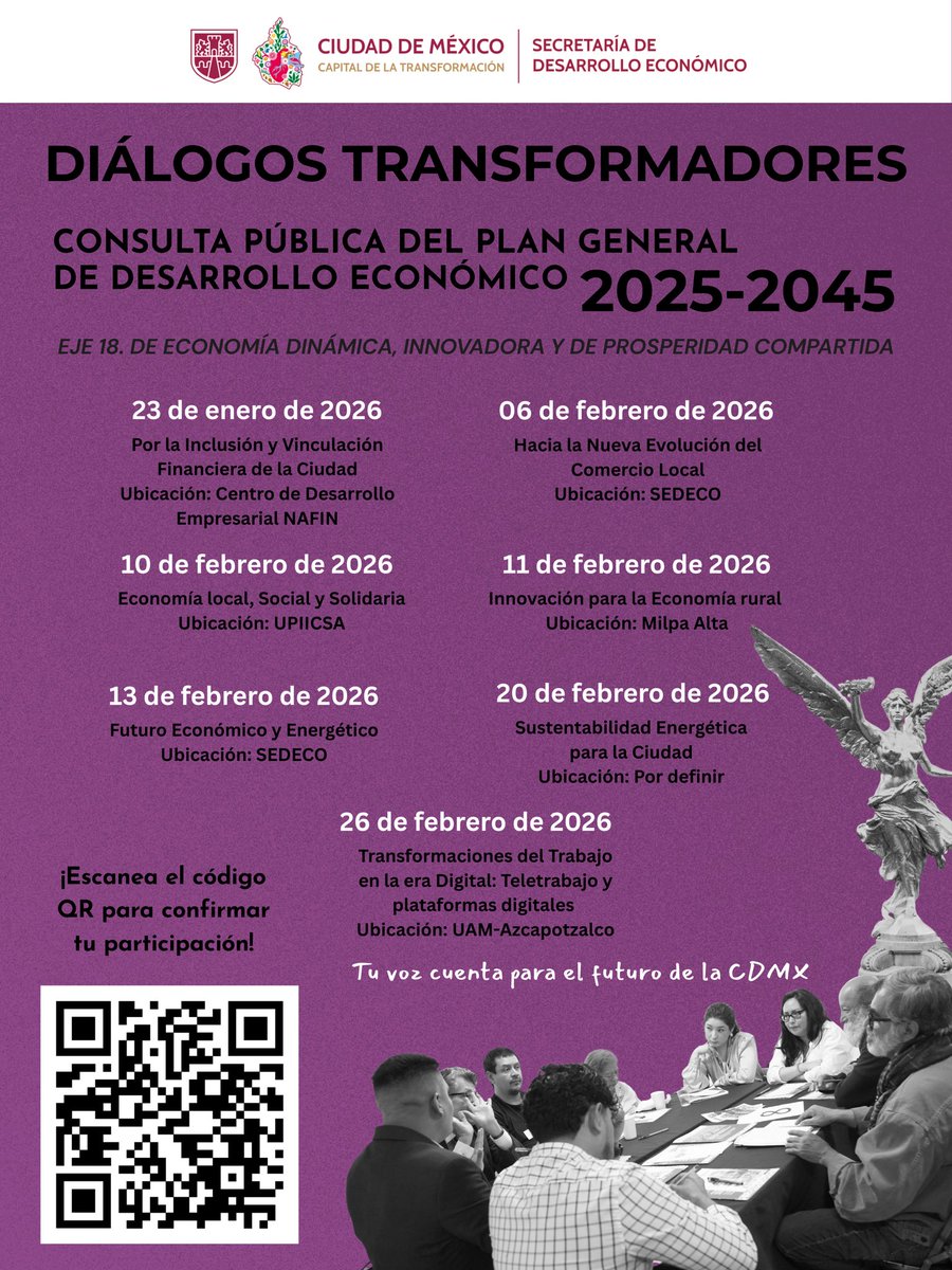 Las mejores ideas no nacen solas: se construyen en colectivo.

Así imaginamos una mejor CDMX. 🏙️💡

Próxima sesión:

🗓️ 23 de enero
📍Centro de Desarrollo Empresarial NAFIN <a href="/NafinOficial/">Nacional Financiera</a> 

#SedecoCDMX