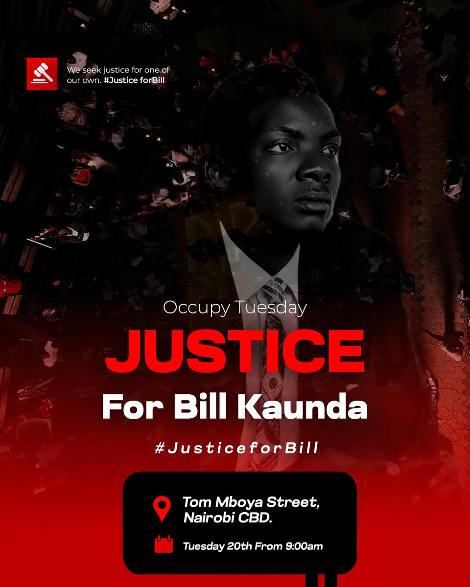 Tomorrow, students from all public and private universities within town will hold a peaceful demonstration in the CBD to demand justice for Bill and answers from the police on why Abdi remains free.
Abdi is not above the law.
#JusticeForBillKaunda