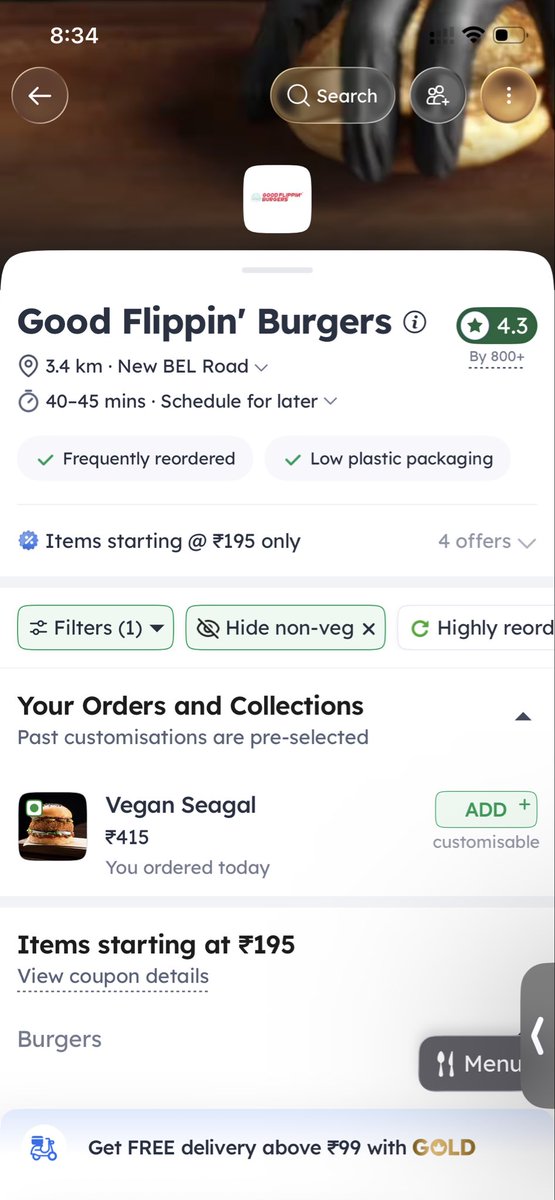 sambedanasomya's tweet photo. Had the VEGAN Seagal Burger from Good flippin burgers, through Zomato. When I called restaurant to double check, the lady was rude said "Only name is vegan, bun has dairy, it's our choice, we can name it whatever we want!" And zomato is refusing to refund as I don’t have a video! https://t.co/KmptXu6TLB