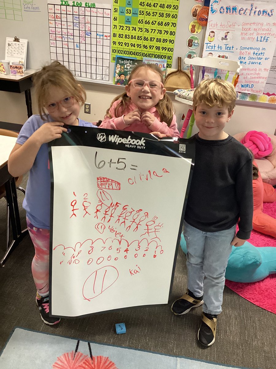 MrsAshleyDice's tweet photo. My 1st grade leaders are using the #BTC framework for mathematical practices to demonstrate the use of a learned addition strategy and explain their reasoning with their peers. Way to go, mathematicians! #BuildingThinkingClassrooms #CollaborativeLearning #PCR3Proud https://t.co/Utl1xv4EDp