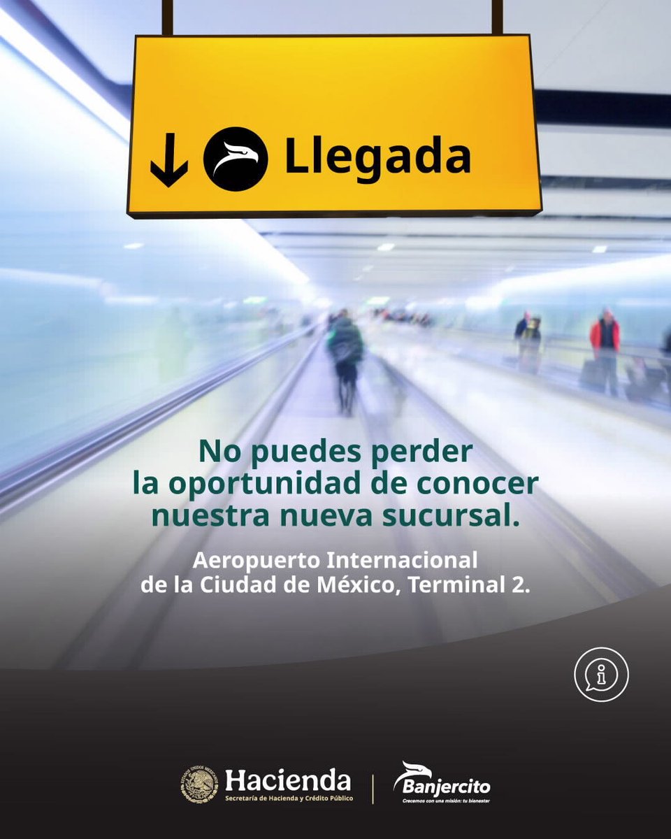 Tu próximo destino comienza aquí ✈️
Inauguramos sucursal en el AICM, pensada para acompañarte en cada viaje. ¡Visítanos! 📍
#ElijoBanjercito

<a href="/Defensamx1/">@Defensamx</a> 
<a href="/SEMAR_mx/">SEMAR México</a> 
<a href="/GN_MEXICO_/">Guardia Nacional</a>
