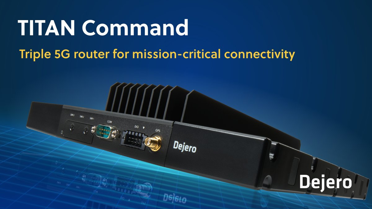 DejeroLabs's tweet photo. Dejero TITAN Command - the world’s first triple 5G router for mission-critical connectivity. Learn more: https://t.co/AZx7C0UYJM https://t.co/hfz0pcwgcz