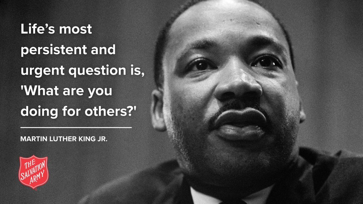 SalvationArmyUS's tweet photo. Today, let us reflect on how we can serve others. For our neighbors facing hardship, it is important that we come together to help create lasting change in our communities. 

Take action today: https://t.co/nqYgLnYV5A 

#mlk #mlkjrday #communityservice #volunteer #givingback

#mlk #communityservice #volunteer