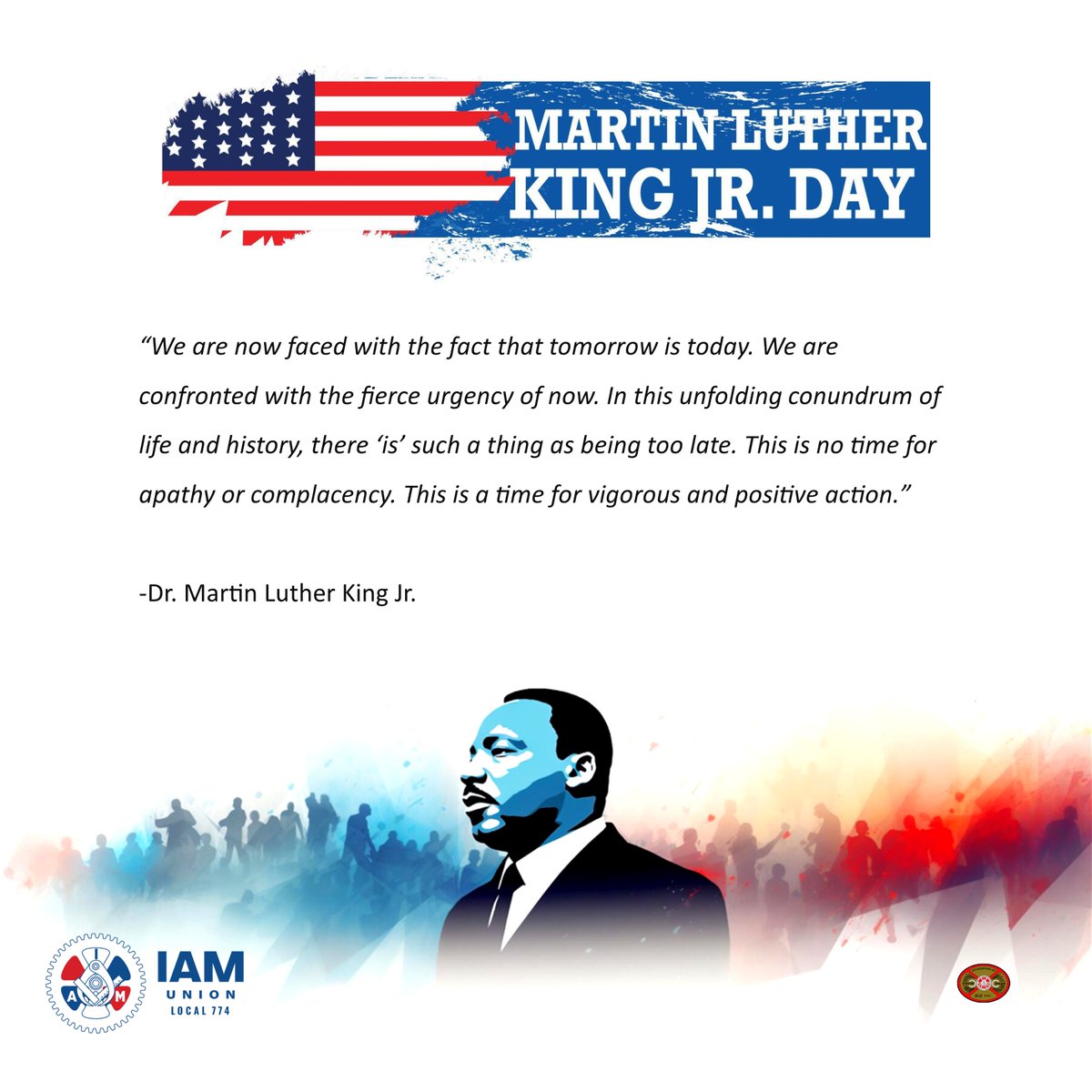 Today, we celebrate the legacy of civil rights activist, Dr. Martin Luther King Jr. #IAM774