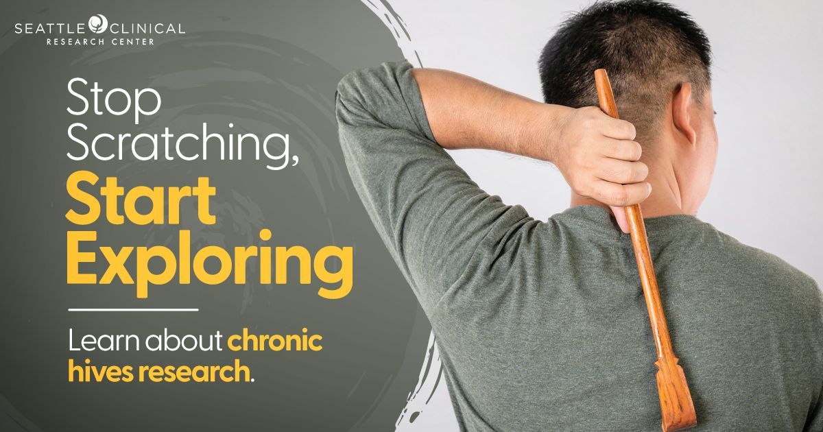 SeattleClinical's tweet photo. When itching won’t quit, it’s time to look beyond the scratch. Learn more about chronic spontaneous urticaria and explore our chronic hives studies today. https://t.co/zIwfMesUgb #ChronicHives https://t.co/IAWTbD3Who