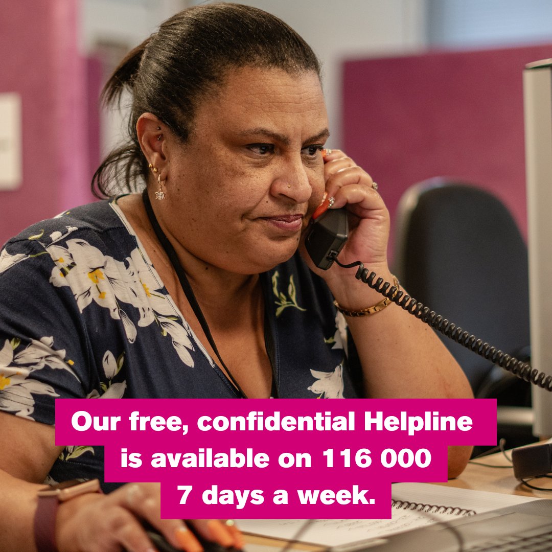 missingpeople's tweet image. Our Helpline is here 7 days a week to offer support to those thinking about leaving home, those currently missing, and families with a missing loved one.

Call or text us for free on 116 000.