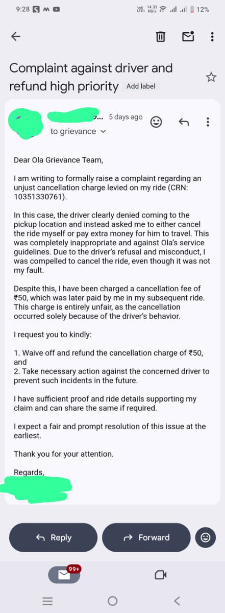 drramakantgupta's tweet photo. Ola charged ₹50 cancellation fee even though the driver demanded extra cash and asked me to cancel when I refused. I have clear call recording proof.
Over complaint mail to ola, response is its correct &amp; is “as per Ola policy”,
I have audio proof as well
@Olacabs @OlacabsSupport https://t.co/O3S8PZTjCu