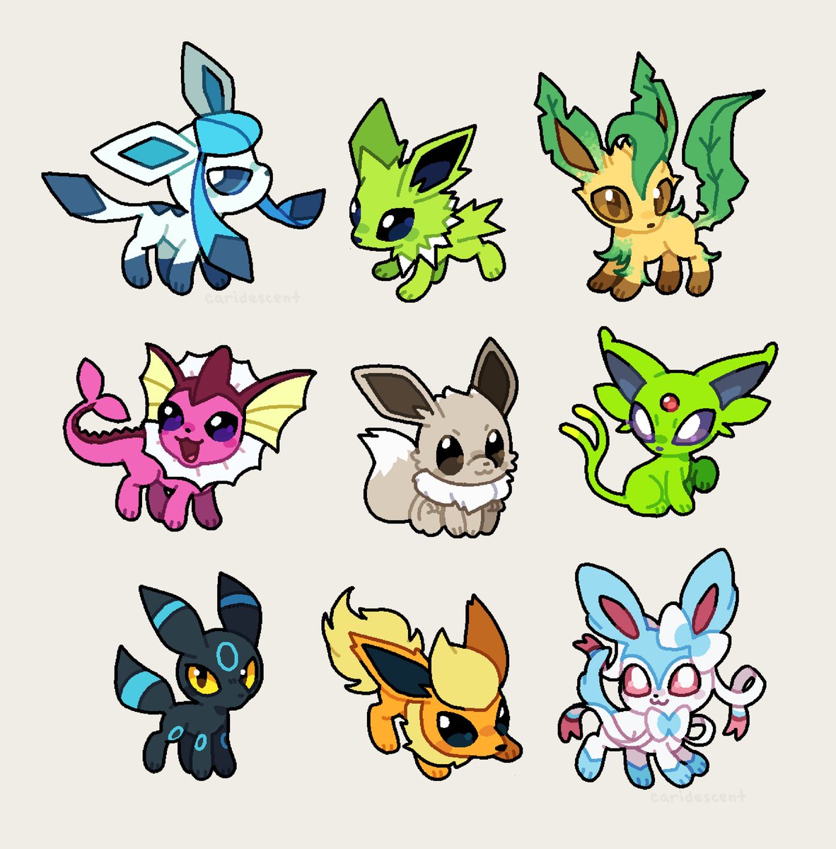 caridescent's tweet image. eeveelutions 😼
