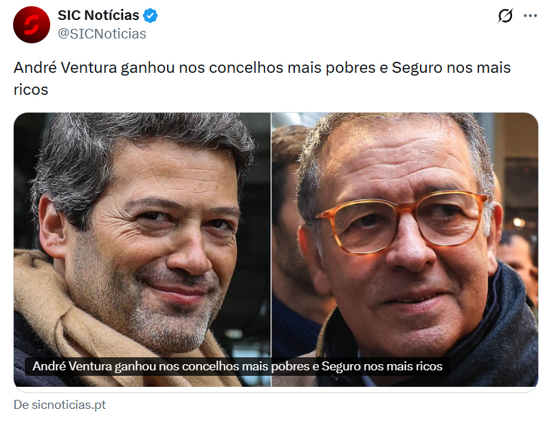 Mais uma pérola jornalística. 
 
O que querem mesmo dizer (e que dizem mesmo depois nos inúmeros programas): 
 
Quem vota no Ventura é pobre=ignorante
Quem vota no Seguro é rico=bem formado 
 
Aqui já não há problema do risco de estigmatizar "toda uma comunidade"? A de apoiantes