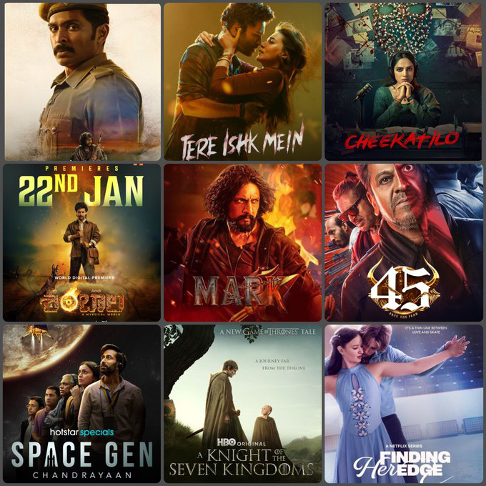 M_Saravanan09's tweet photo. 𝐓𝐡𝐢𝐬 𝐖𝐞𝐞𝐤 𝐎𝐓𝐓 𝐑𝐞𝐥𝐞𝐚𝐬𝐞 🤩🍿

𝐉𝐚𝐧𝐮𝐚𝐫𝐲 𝟏𝟗 
#AKnightOfTheSevenKingdoms (English) - JioHotstar   
#HIM (English, Hindi) - JioHotstar   

𝐉𝐚𝐧𝐮𝐚𝐫𝐲 𝟐𝟎 
#ABigBoldBeautifulJourney (English) - Netflix   
#JustADash: Season 3 (English) - Netflix   
#LittleTroubleGirls (English) - PrimeVideo Rent  
#MerrilyWeRollAlong (English) - PrimeVideo Rent   
#VincentMustDie (English) - PrimeVideo  

 𝐉𝐚𝐧𝐮𝐚𝐫𝐲 𝟐𝟏 
#Kidnapped: Elizabeth Smart (English, Hindi) - Netflix   

𝐉𝐚𝐧𝐮𝐚𝐫𝐲 𝟐𝟐 
#AadiShambhala (Telugu) - AhaVideo   
#SandhyaNamaUpasate (Telugu) - ETvWin  
#FindingHerEdge (English, Tamil, Hindi) [Series] - Netflix   
#FreeBert: Season 1 (English, Tamil, Telugu, Hindi) [Series] - Netflix   
#FromTheAshes: The Pit (Arabic, Hindi, English) - Netflix   
#CosmicPrincessKaguya (Japanese) - Netflix

𝐉𝐚𝐧𝐮𝐚𝐫𝐲 𝟐𝟑 
#Sirai (Tamil) - Zee5  
#TereIshkMein (Hindi, Tamil) - Netflix   
#Cheekatilo (Telugu, Tamil, Hindi) - PrimeVideo   
#Mark (Kannada, Tamil, Telugu, Malayalam, Hindi) - JioHotstar  45 (Kannada) - Zee5   
#SpaceGen: Chandrayaan (Hindi, Tamil, Telugu, Kannada, Malayalam) [Series] - JioHotstar   
#TheBigFake (Italian, Hindi, English) - Netflix   
#LaGrazia (English) - MUBI  
#TheSmashingMachine (English) - HBO Max  
#SecretMallApartment (English) - Netflix   

𝐉𝐚𝐧𝐮𝐚𝐫𝐲 𝟐𝟒 
#EleanorTheGreat (English) - Netflix   
#TheStrangers: Chapter 2 (English) - Starz