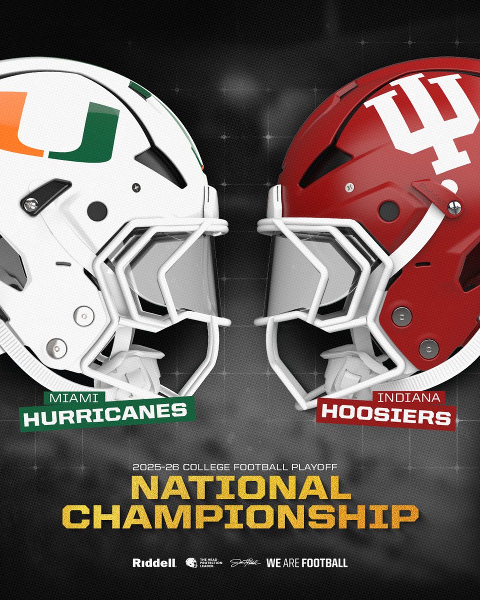 RiddellSports's tweet photo. History will be made. Who are you taking?

@CanesFootball | @IndianaFootball | @CFBPlayoff https://t.co/P6TWRGMWtv