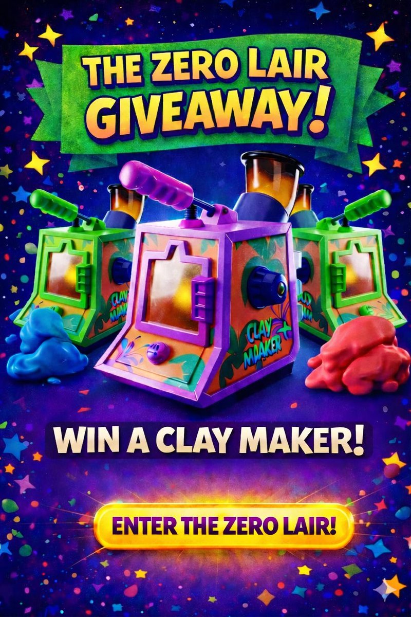 clean0s's tweet image. 🧼 CLAYMAKER GIVEAWAY! 🧼 

3 winners total:
•🟢 2 Basic Claymakers
•🟣 1 Deluxe Claymaker

To enter: Hold a 0L Popkin or Claynosaurz, join the Zero Lair, and verify role! 

Basic Claymaker winners announced 1/25

Deluxe Claymaker winner announced 2/1

Good luck! 🫧