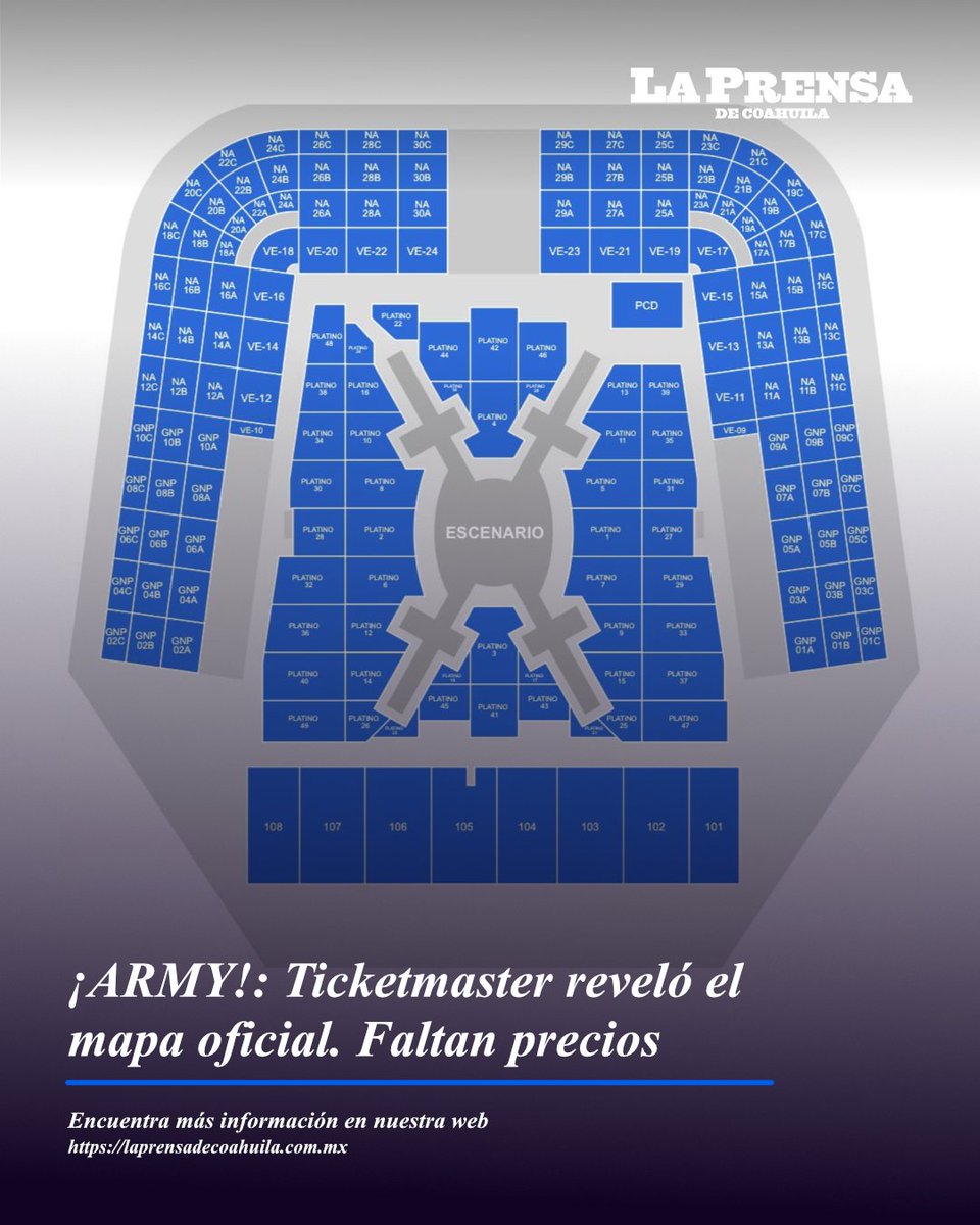 ¡#Ticketmaster se puso las pilas! El mapa y escenario para las tres fechas del concierto de #BTS ya están disponibles. #PROFECO está tomando acciones mientras  ARMY continua esperando más detalles sobre los precios 

#BTS_WORLDTOUR #ARMY 
#BTSinMexico #OcesaArmyQuierePreciosyMapa