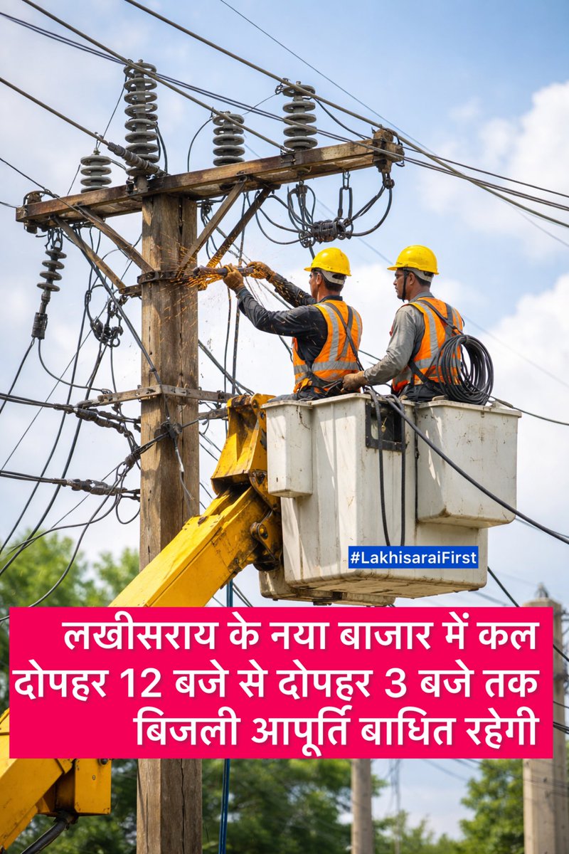 कल मेंटेनेंस कार्य के कारण दोपहर 12:00 बजे से 3:00 बजे तक नया बाजार क्षेत्र के सभी फीडरों की बिजली आपूर्ति बंद रहेगी! लोगों से अपील की है कि निर्धारित समय से पहले अपने आवश्यक कार्य निपटा लें।