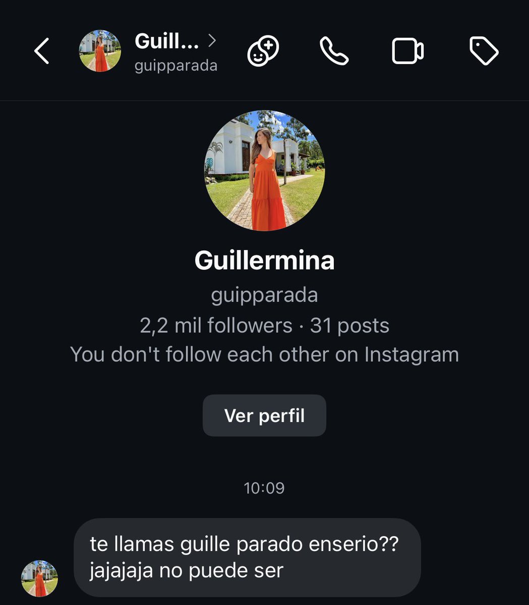 Me escribió una loca que se llama GUILLERMINA PARADA JAJAJAJAJAJAJAJAJAJAJA NO PUEDE SER
