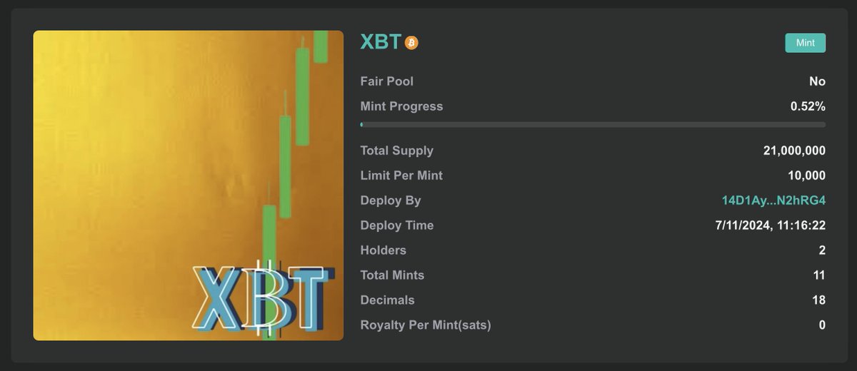 thisisnotzeno's tweet image. I though this minted out.

$XBT
#SRC20