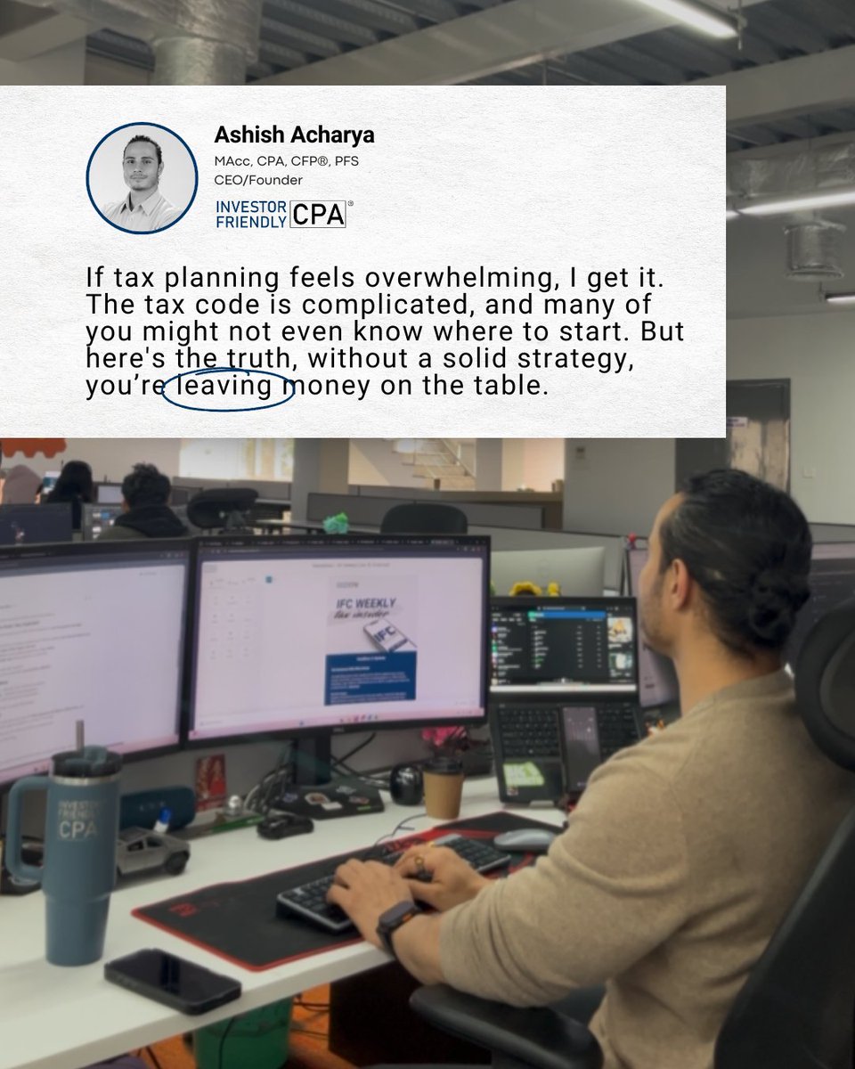 I_F_CPA's tweet photo. Most people don’t overpay taxes because they earn more.
They overpay because they plan too late.

Starting the year with the right strategy makes a real difference.
Follow the link to grab the FREE tax guide and get ahead early.
https://t.co/npofxKlp1s

#TaxPlanning #WealthStrategy #BusinessOwners #RealEstateInvestors #INVESTORFRIENDLYCPA