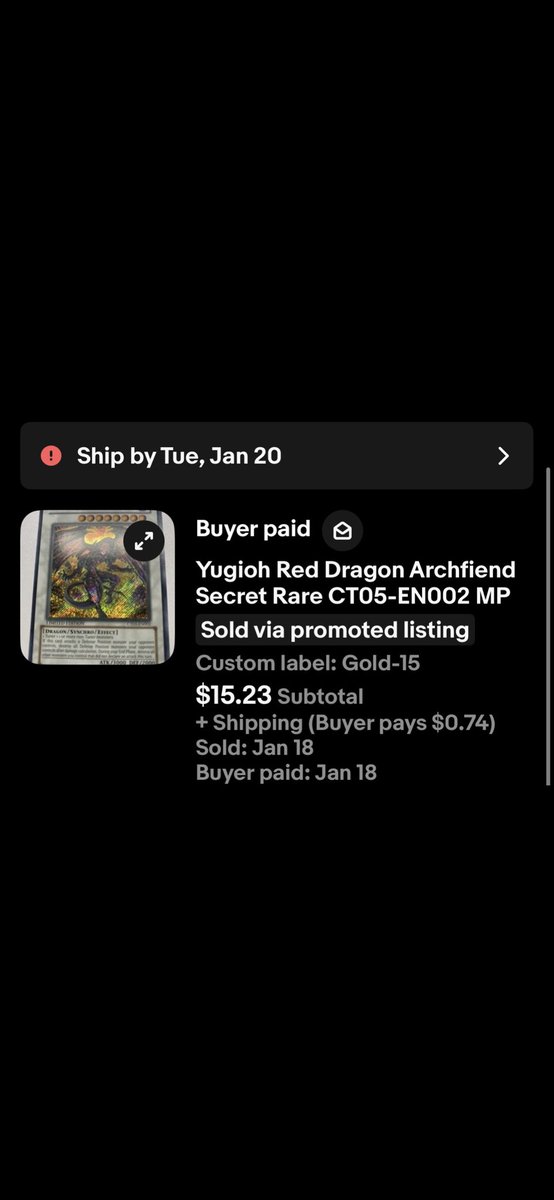 TwistedChEvil's tweet photo. Sold on eBay $15.23 #reseller #yugioh https://t.co/VL1MWuEtDP