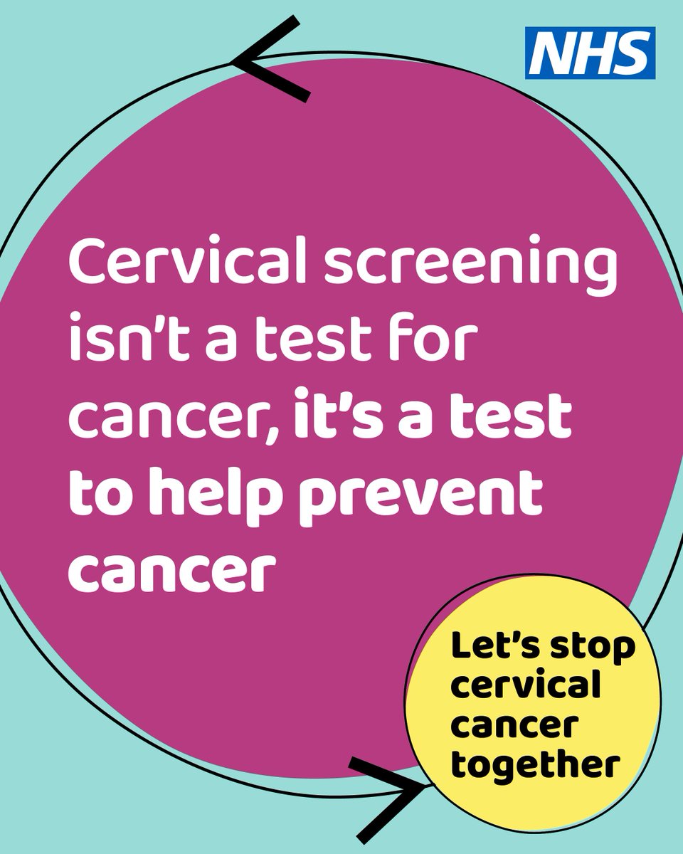 NHSCandM's tweet photo. It's important that you attend your cervical screening appointment when invited, even if you've had the HPV vaccination.

Find out more https://t.co/aSBhREdhNU

#CervicalCancerAwarenessMonth #CervicalScreening https://t.co/MsRI5QdhZY