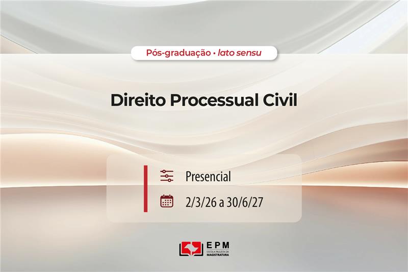 TJSPoficial's tweet image. EPM realiza novo curso de especialização em Direito Processual Civil. Inscrições até 5/2: tinyurl.com/y6mwf6jf #EPM #ProcessoCivil #RedesSociaisTJSP #SocialMedia #MídiasSociais