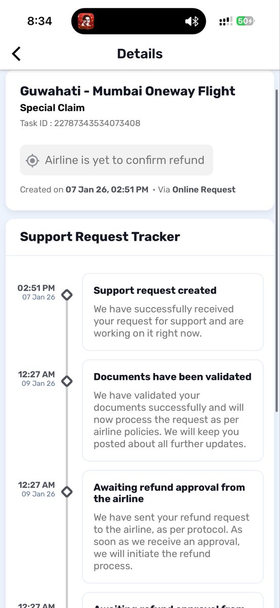 NNikhilmehra's tweet photo. @GoibiboSupport PNR HC4H3X | Guw–Mum |Akasa Air
Flight on 26 Jan was cancelled by airline
Refund was initiated &amp; credited to Goibibo on 7 Jan (airline confirmation)
App still shows “awaiting confirmation” since 9 Jan
Why is customer money being held? Request imm refund @AkasaAir https://t.co/4VVdjDAzDz