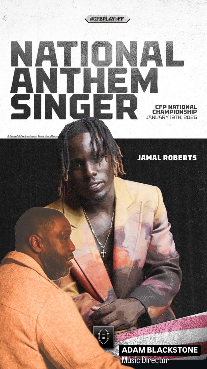 adamblackstone's tweet image. TONIGHT we crown a #champion  @CFBPlayoff !!!

But before the game check out the vocal magic of #JamalRoberts ! We got something special for yaw with this years ANTHEM! 

#BBE #CFBPlayoff