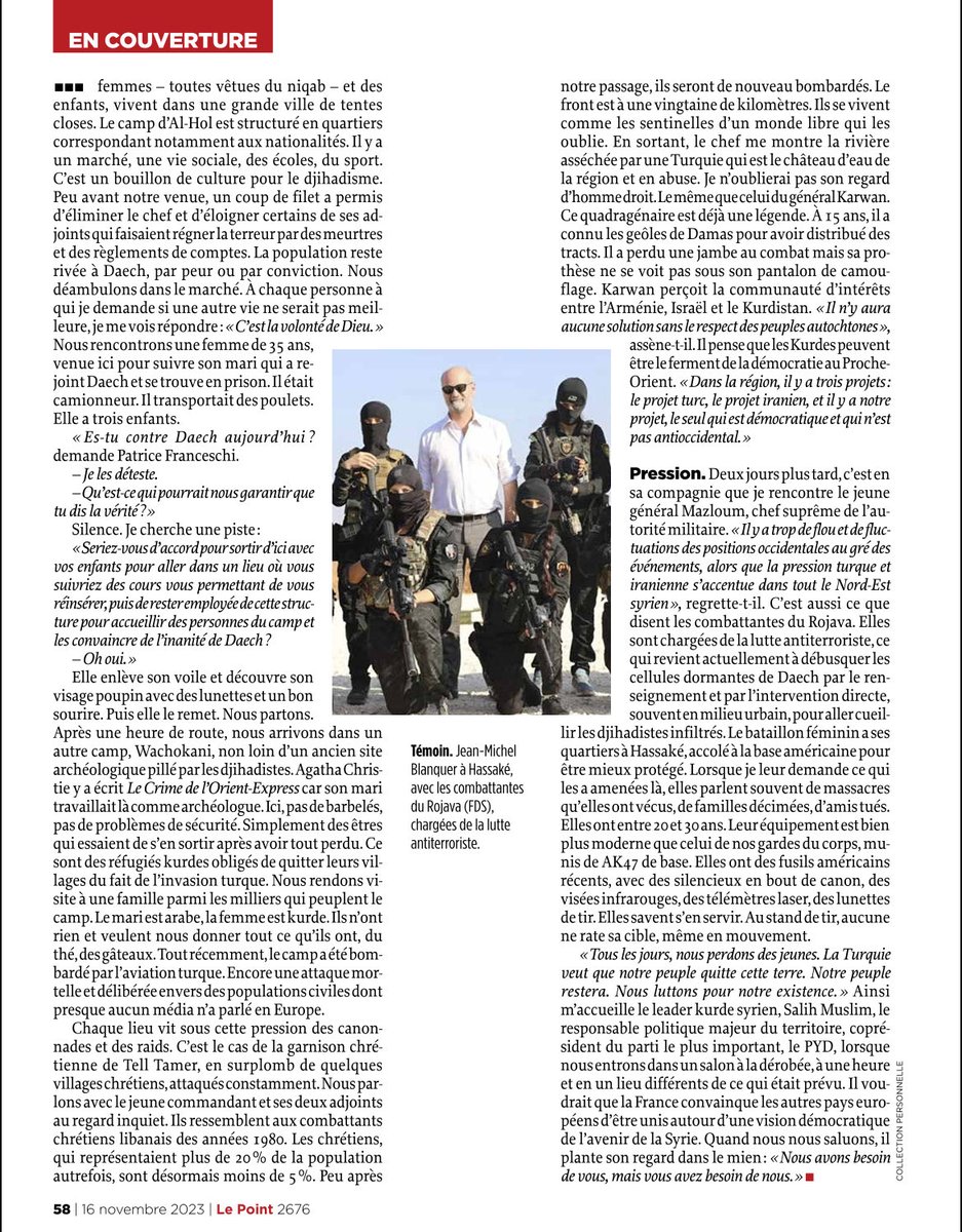 Quelques éléments de contexte au travers de l’article ci-dessous que j’avais publié fin 2023. 
En résumé, les Kurdes de Syrie ont réussi l’exploit de battre Daech et de créer une entité autonome au milieu de puissances hostiles. La coalition internationale est en train de les