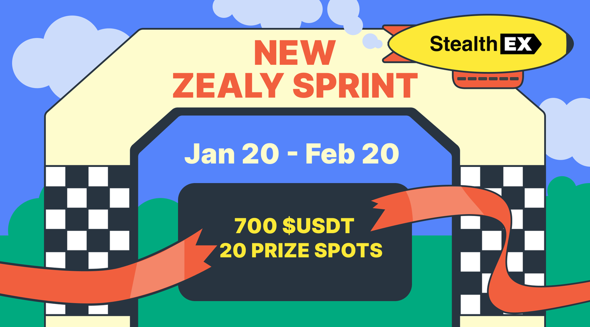 StealthEX_io's tweet photo. 🚀What’s the best way to start the year? Winning crypto!

The new StealthEX Zealy Sprint is officially live 🏁

🏆Jan 20 – Feb 20 | 700 USDT prize pool | 20 winners

Crush quests, swap tokens and spread the hype as each move pushes you closer to the top 🥇

 Jump in now ⏩⏩⏩⏩ https://t.co/3HvoagbrB8
