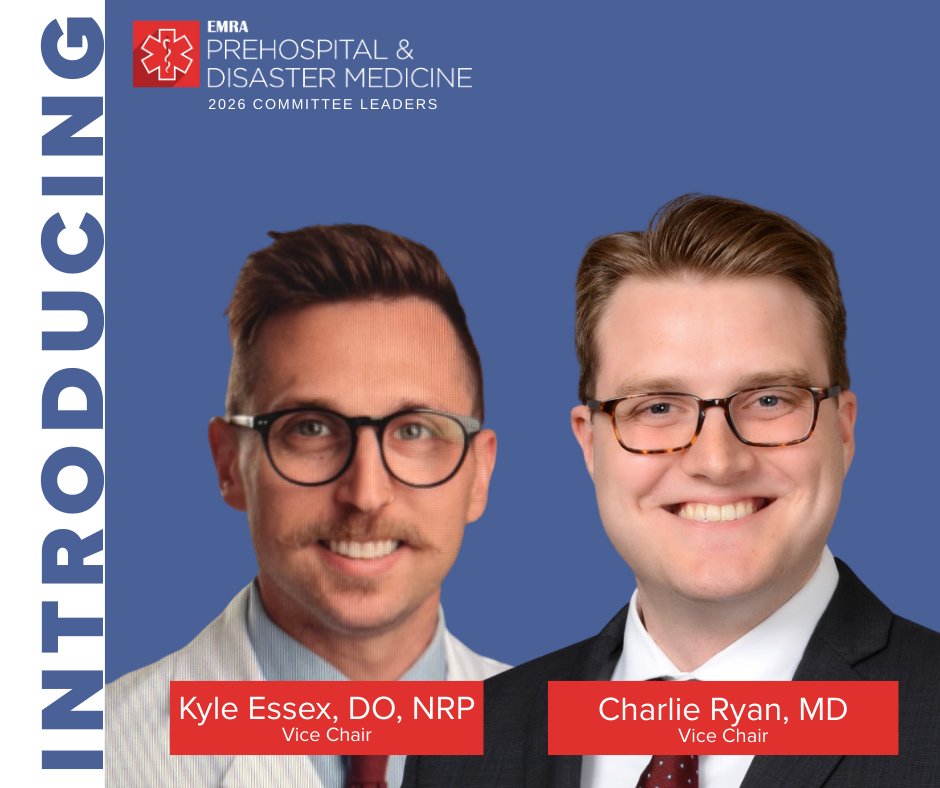 emresidents's tweet image. Congratulations to our 2026 Prehospital &amp;amp; Disaster Medicine Committee!

Bring your knowledge and skills to the front lines! Learn more about how to get involved: emra.org/be-involved/co…

#EMLeadership #EMRAFamily #DisasterMedicine #Prehospital