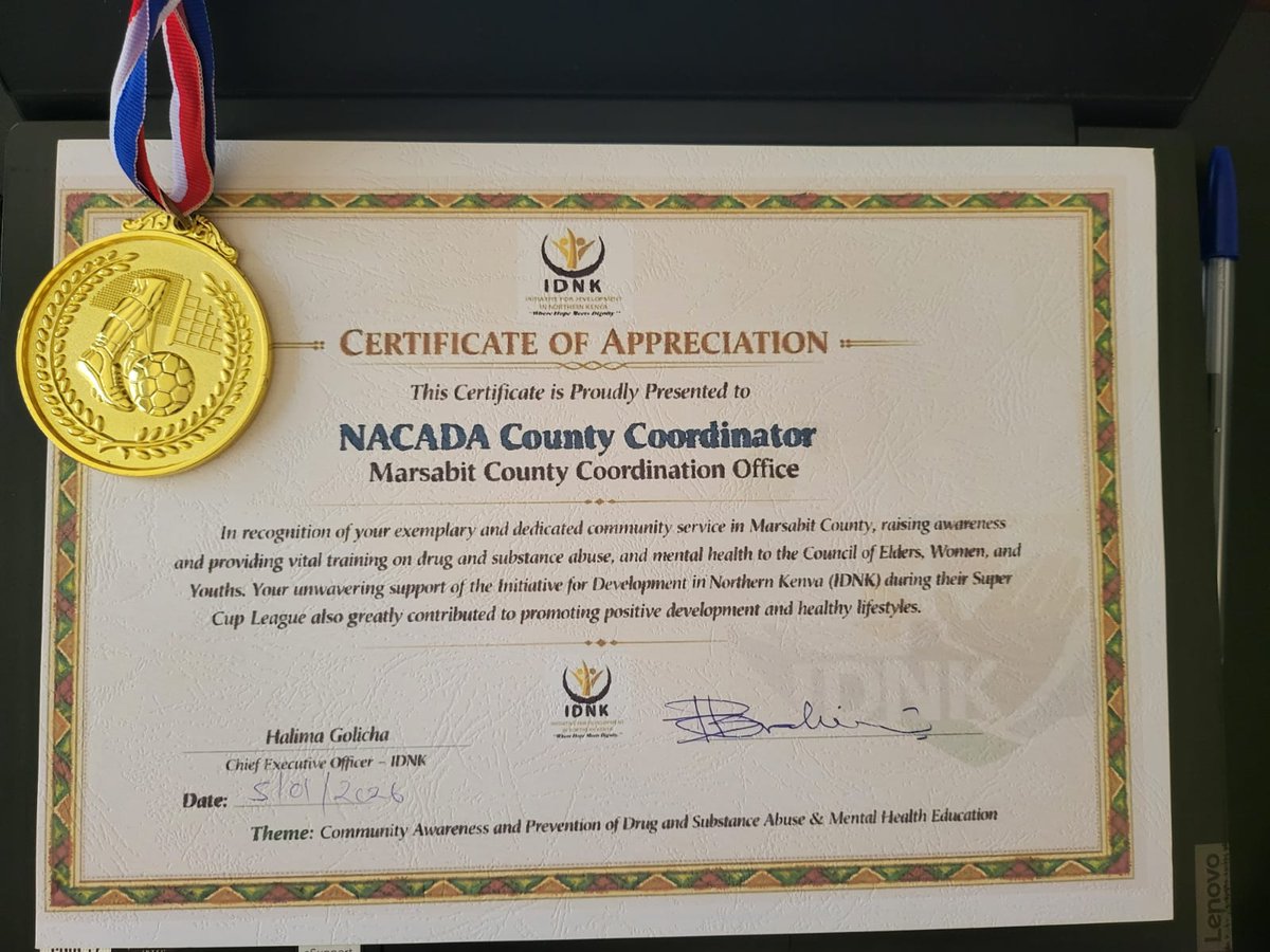 🏆 Recognition in Marsabit!

Our County Office received an award from @IDNKOfficial for its outstanding December efforts in fighting alcohol &amp; substance abuse.

Proud of this partnership for stronger, healthier communities.