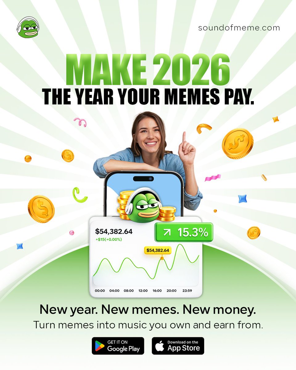 SoundOfMemeSol's tweet image. 2026 is here and you still don't know how to earn money from your memes??

With Sound of Meme your memes become assets in Web3

Try it now: soundofmeme.com

#BlockchainRevolution #Web3Community #aivideo #memecoin #meme #Bitcoin #SolanaAirdrop #DiorWinter26 #AFCON2025